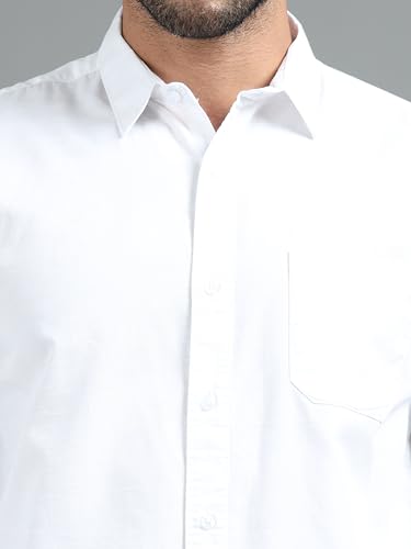 Image of Men Slim Fit Solid Spread Collar Casual Shirt