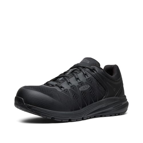 KEEN Utility Men's Vista Energy VersaTREAD Non Slip Low Height Composite Toe Work Sneakers, Black/Raven, 10 D