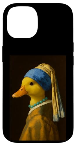 イエローダックガール パールイヤリング 絵画 アート 男の子 女の子 キッズ スマホケース iPhone 14 用