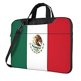 WBQLSL Bandolera y maletín con estampado de bandera de México, fácil de llevar para viajes de negocios y trabajo, Black, 14 inch