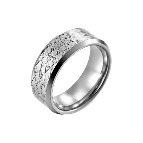 Bague en tungstène homme motif losange alliance géométrique de 8mm de large chic