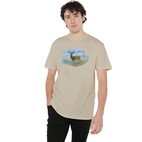 T-shirt Mule Deer Wild Wings mixte en coton sable grand confort