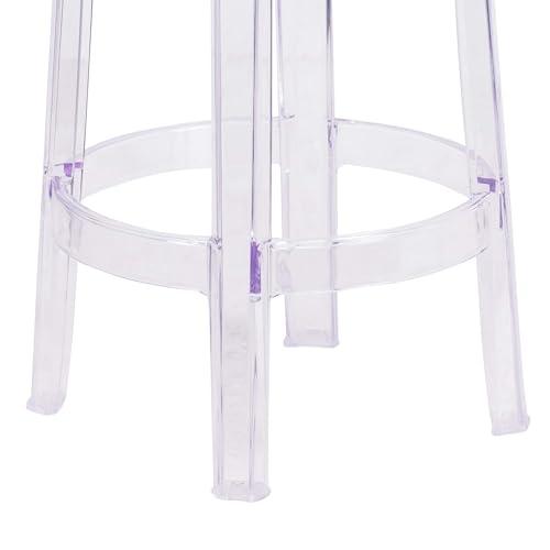 Flash Furniture Laney Butaco Transparente para Interior y Exterior de 25.75" de Altura con Anillo para Pies, Apilable miniatura 5
