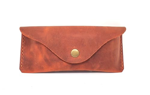 Image of Leather Eyeglass Case -Glasses Case - Sunglass Case - Genuine Leather Eyeglasses Case with Snap Closure