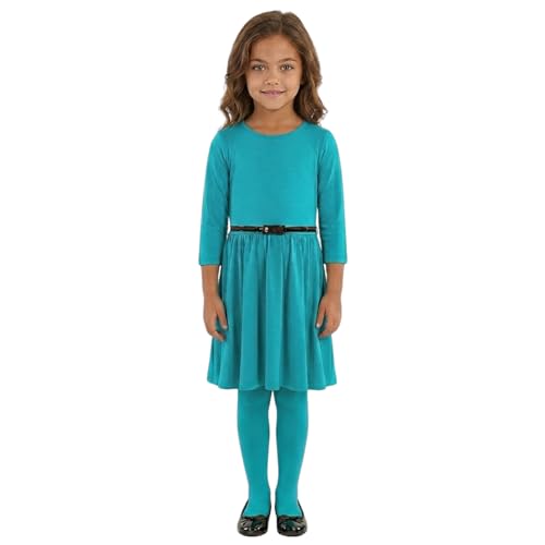 Image of A2Z 4 Kids Girls Skater Dress Party Fashion Dresses with Free Belt Summer Dress Girls Skater Dress Party Fashion Dresses - 3/4 Skater Turquoise 13.