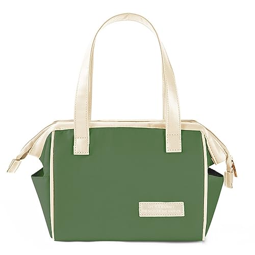 Fiorky Bolsa térmica unisex de gran capacidad, aislada, impermeable, portátil, de piel sintética, para oficina, trabajo, picnic, playa, viajes (verde)