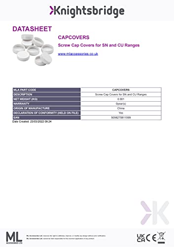 Knightsbridge Screw Cap Covers for SN and CU Ranges White, (CAPCOVERS) - Image 3