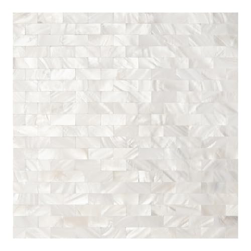 Art3d 6-Pack Peel and Stick Mother of Pearl Shell Tile for Kitchen Backsplashes, 12" x 12" White Brick