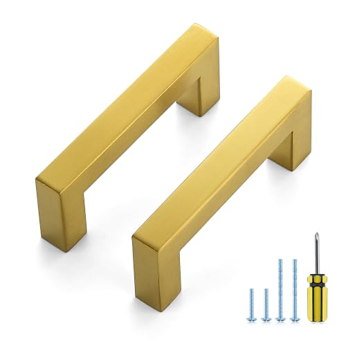 Ravinte Gold Square Pulls Cabinet Handles,3 Inch,20 Pack