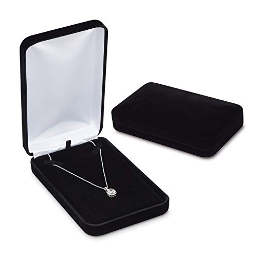 MOOCA Premium Soft Short-Nap Velveteen Covers the Metal Box, Necklace Box, Jewelry Gift Box, Necklace Organizer, 7 W x 4 1/4 D x 1 5/8 H in