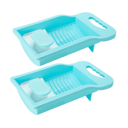 HAMPPLIES 2個 洗濯搓衣板 小型 洗濯用たわしボード 簡単収納 持ち運び便利 効率的な 手洗いスル 衣類