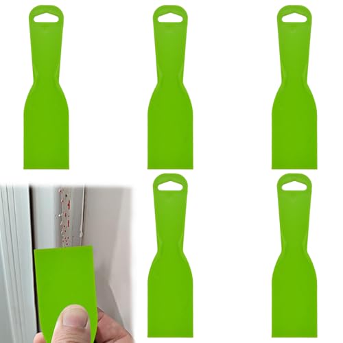 5 Pcs Putty Scrapers for Wood Filler, 2 inches Plastic Filler Spreader Set, Plastic Scraper Spreader, Flexible Paint Scrapers Tools for Spackling, Wallpaper, Remover Sticker, Decals, Patching (Green)