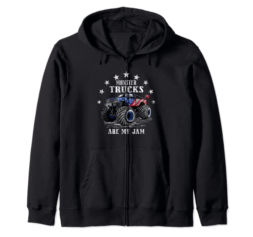 Monster Trucks Are My Jam USA Flag Truck Lover 4 de julio Sudadera con Capucha