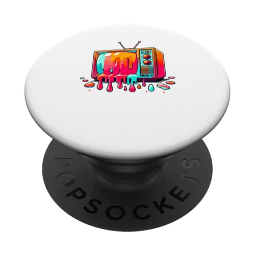 Dripping Paint Télévision Vintage TV Rétro Années 70 80 PopSockets PopGrip Adhésif
