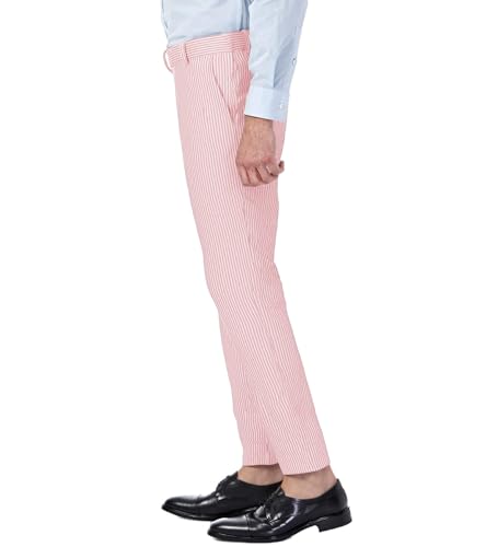 Men's Striped Dress Pants Straight Fit Business Work Trousers2