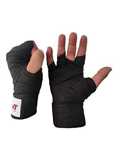 Image of SKMT Never Lose Until You Win Hand Wraps, Hand Wraps for Boxing, Boxing Hand Wrap /Punching Hand Wraps Length 180 inch (Black)