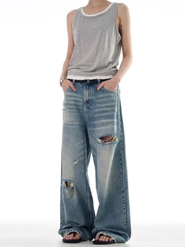 Men's Jeans Vintage Wide-Leg Demin Pants Loose Fit Trouser for Men4