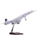 GUYANA Copia de Modelo de avión, 50CM, 1/125, para aerolínea de Singapur, avión Concorde de Resina con Luces, Tren de Aterrizaje, colección de Modelos