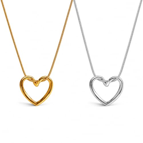 Simple Chains Hollow Heart Necklace Set For Women and Girls Styli...