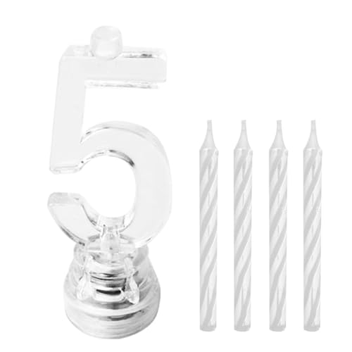 Bougies lumineuses LED chiffre 5 - Blanc - Taille Unique