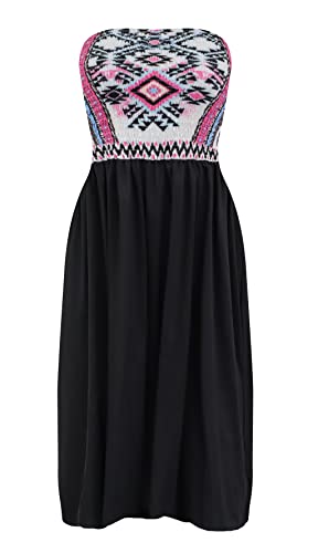 Image of Zyyfly Tube Top Dress Women Summer Beach Coverup Stretch Smocked Strapless Dress
