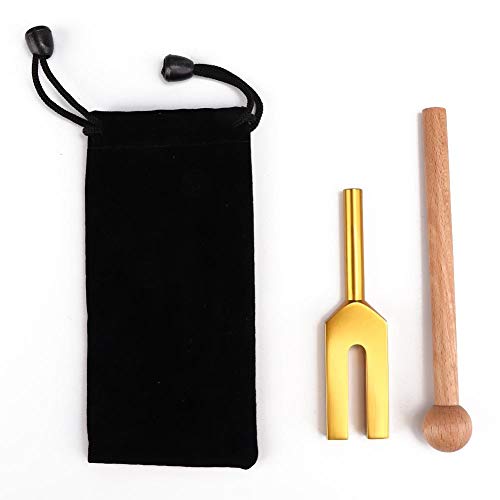 Brrnoo Tuning Fork 4096hz High Frequency Tuning Fork Meditation Tuning Energy Fork With Hammer,Tuning Fork Therapy,Gold