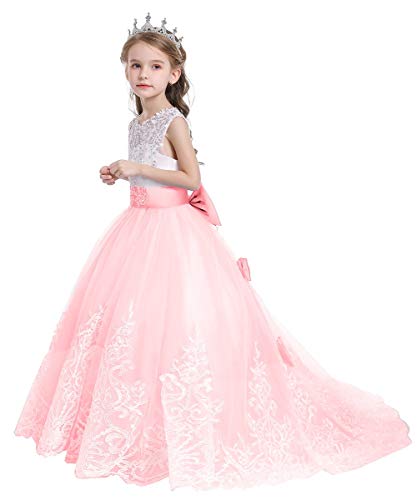 MYRISAM Flowers Girls Applique Tulle Lace Bridesmaid Wedding Dress Birthday Baptism Party Christmas Prom Evening Ball Gown