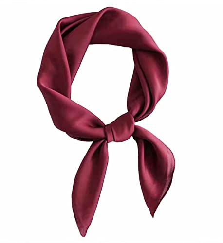 pure color square scarf head scarf neckerchief for Women 27 by 27 Inch (wine)