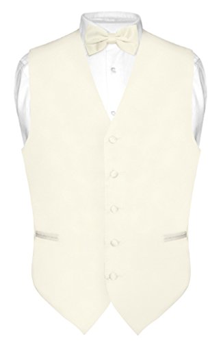 Men's Dress Vest & BowTie Solid CREAM Color Bow Tie Set for Suit or Tuxedo