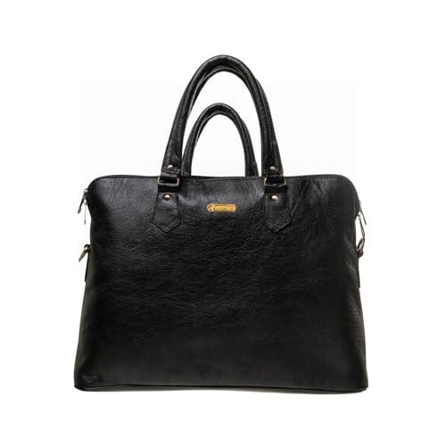 Image of Rustic Roots Genuine Leather Laptop Bag for Women | 15.6-Inch Office Briefcase Handbag | Stylish Business Messenger Bag with Handles & Shoulder Strap