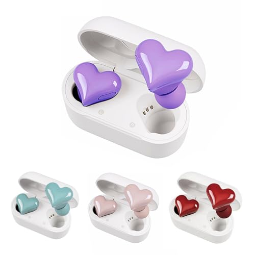 GAGAAL Heart Wireless Earbuds, Bluetooth 5.3 Headphones with 4 ENC Noise Canceling Mic, 50H Stereo Dual Ear Buds, Sport Earphones Earhooks, IP7 Waterproof for Running USB-C (Purple)