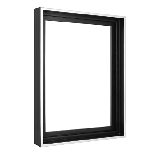 MCS Canvas Float Frames 12x16 Frame Black & Silver Frame for Finished Canvases Vertical & Horizontal Wall Hanging Large with Adhesive for Canvas Paintings (1-Pack)