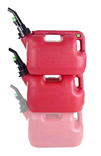Fuelworx Red 2.5 Gallon Stackable Fast Pour Gas Fuel Can CARB Compliant Made in The USA (2.5 Gallon Gas Cans 2 Pack)