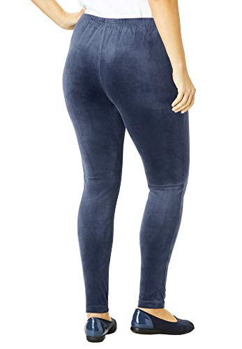 Woman Within Women's Plus Size Velour Legging - S, Black #TOP2