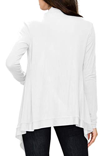 Image of Lock and Love Women's Draped Front Open Asymmetrical Cardigan - Casual Long Sleeve Lightweight Duster