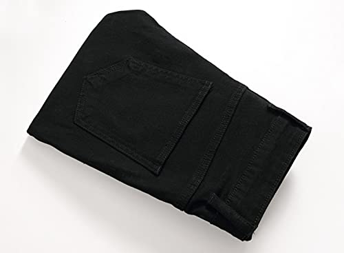 Men's Distressed Stretch Ripped Jeans Vintage Zipper Holes Hip Denim Pants Straight Skinny Fit Jeans3