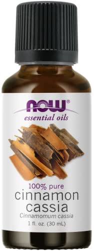 NOW Essential Oils, Cinnamon Cassia Oil, Warming Aromatherapy Scent, Steam Distilled, 100% Pure, Vegan, Child Resistant Cap, 1-Ounce