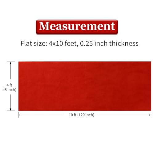 HOMBYS 450 GSM Extra Thick 4x10 ft Red Carpet Runner for Partys & Events, Heavy-Duty Felt Aisle Runway Rug for Steps, Prom Proposal & Wedding Ceremony Decorations, Hollywood Oscars for VIP Awards