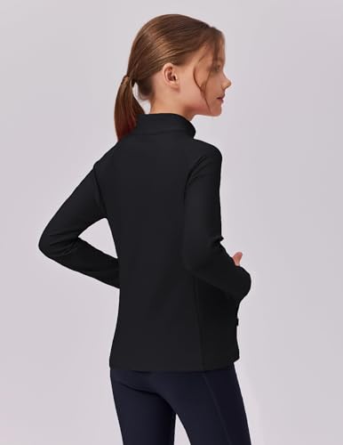 Zaclotre Girls Fleece Jacket with 4 Pockets Long Sleeve Zip Up Warm Athletic Winter Coat Kids Sweatshirt for 5-14 Y3