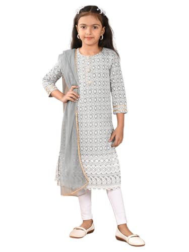 Image of Girls Cotton Kurti Set with Dupatta, Kids