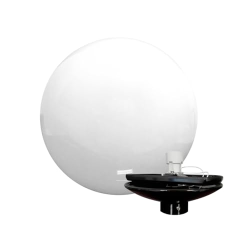 EXTRUMOL - Kit de Iluminación Exterior – Bola Farola Exterior Policarbonato Blanco - Ø40 cm (Boca 17 cm) y Base de Policarbonato E27 Negro – Ideal para Jardines, Parques, Caminos y Espacios Públicos