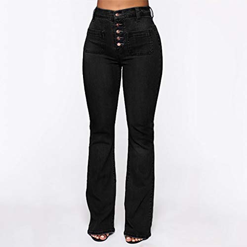 Women's Flare Bell Bottom High Waist Jeans Vintage Stretch Bootcut Denim Trouser with Pockets4