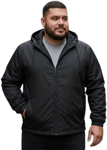 Jaqueta Corta Vento Plus Size Casaco Com Capuz Masculino Resisten...