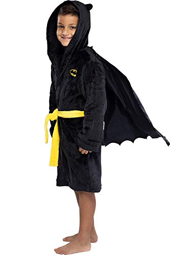 INTIMO DC Comics Boys Batman Plush Fleece Hooded Costume Robe with Cape (Batman, 14/16)