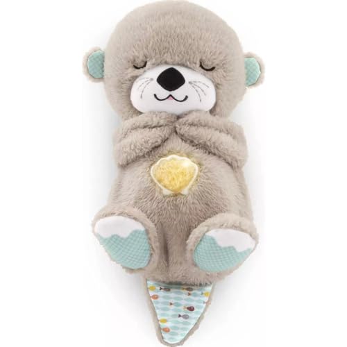 Fisher-Price Baby Toy Soothe ‘n Snuggle Otter Portable Plush Sound Machine with Music Lights & Breathing Motion for Newborns 0+ Months