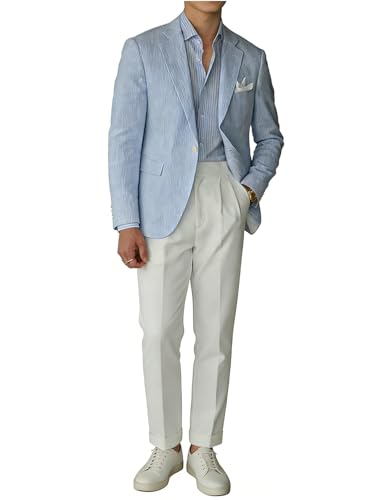 Costume homme 2 pièces veste fines rayures un bouton pantalon uni business prom