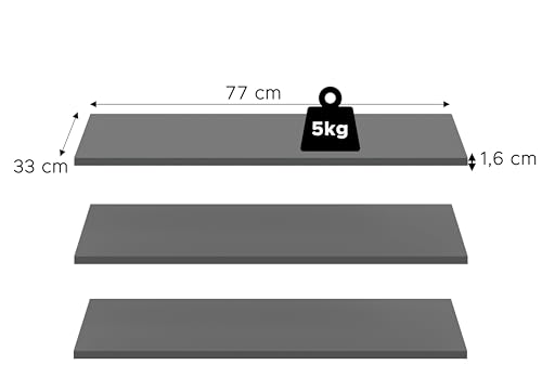 xonox.home – Einlegebodenset 77x2x33 cm in Anthrazit – 3-teiliges Set aus Einlegeböden zur Erweiterung Ihrer Schrankorganisation – Robuste Ablagefächer für eine strukturierte Aufbewahrung