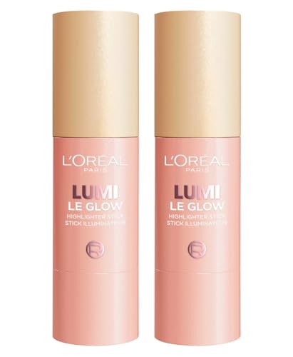 L'Oréal Paris Enlumineur Stick Lumi Le Glass Couleur Pearl Eclat Glassy Multi-Usages Visage et Corps Formule Légère et Modulable Peau Lumineuse et Radieuse - 2 Enlumineurs