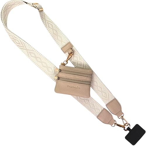 Image of Save the Girls Original Clip and Go Phone Strap Pattern - Crossbody Phone Strap Chain with Zipper Wallet Pouch