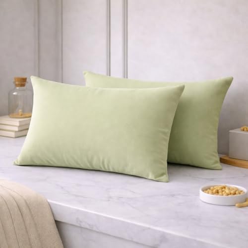 Image of THE HOME STYLE Solid Plain Cotton Feel Fitted Bedsheet (72x78 inches) with Reversible Comforter (90x100 inches) | King Size | 2 Pillow Covers | 300 TC | 4-Piece Bedding Set (Sage Green)